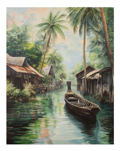 Tropische flusslandschaft - tropische,