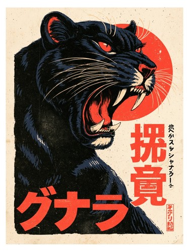 Schwarzer panther retro poster - panther,