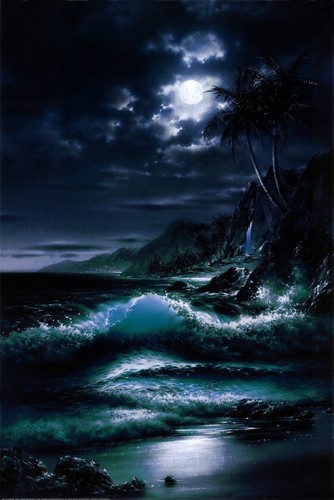 Moonrise scenic ocean - moonrise,