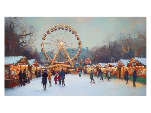 Winter jahrmarkt impressionist - winter,