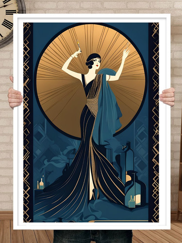 Flapper girl cocktail poster - flapper,