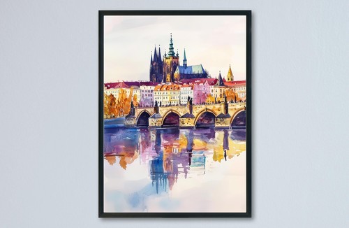 Prag aquarell poster - prag,
