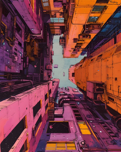 Cyberpunk stadtbild poster - stadtbild,